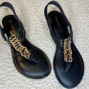 Madden Girl black and gold sandals size 7